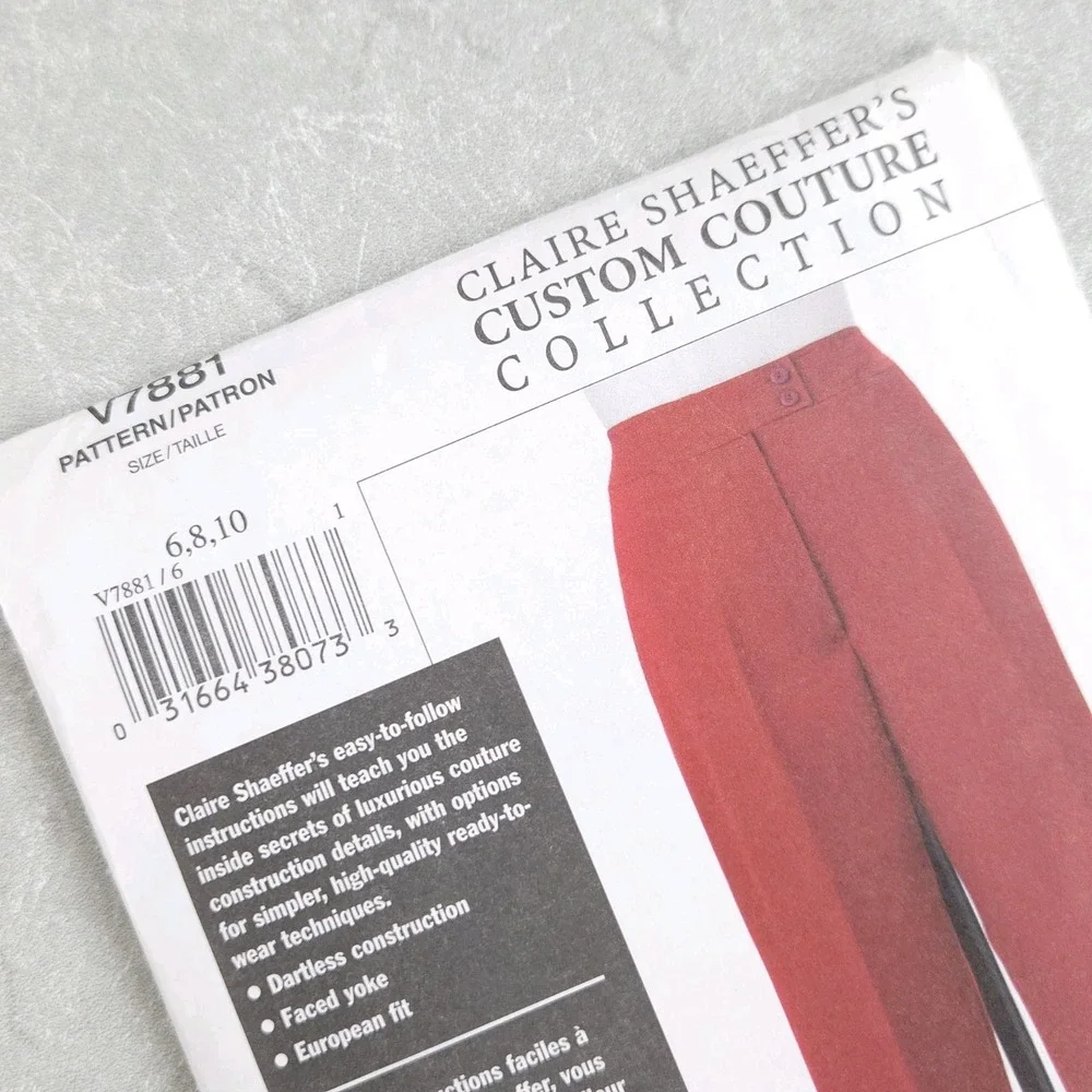 Vogue V7881 Sz 6-10 Claire Shaeffer Pants Trouser Sewing Pattern Couture Classic